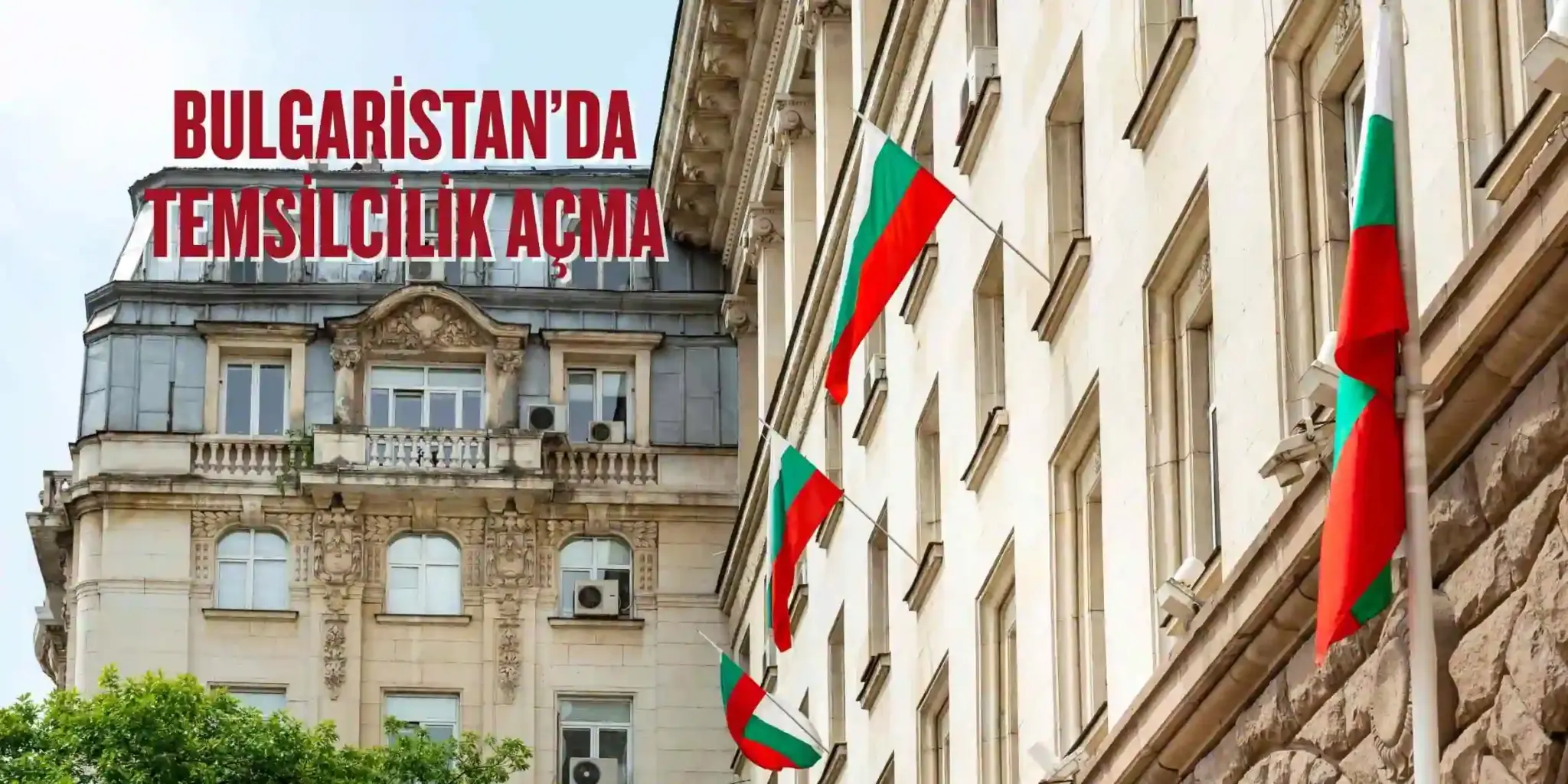 bulgaristanda temsilcilik açma süreci sırasında binalarda dalgalanan bulgaristan bayrakları