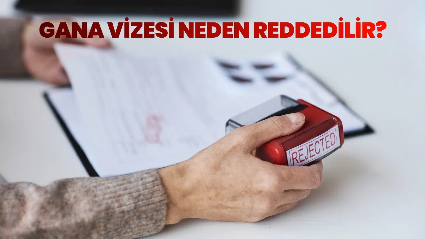Belgeler üzerine “reddedildi” damgası basan bir el – Gana vize reddi durumu.